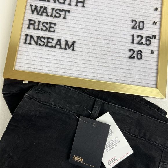 ASOS Plus Size Black Denim Jeans Distressed Cropped Skinny W44 Short NWT - Picture 12 of 12